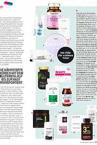Women´s Health: In der Dezember-Ausgabe der Women´s Health werden Leserfragen zur Haut- und Haarpflege im Winter beantwortet. Unter den „Pillen für den schönen Teint“ werden die REVIDERM nutricosmetics SKIN-HAIR-NAIL care vorgestellt.Auflage: 121.756 Exemplare Erscheinung:monatlich