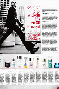 GALA: In der Ausgabe wird unter Beauty das Thema "Pollution" behandelt. In diesem Zusammenhang darf der cellucur pH balancer nicht fehlen: "entfernt Schmutzpartikel und bindet Toxine"Auflage: 315.516 Exemplare Erscheinung: wöchentlich