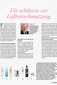 DONNA: Unter den Produkt-Tipps zum Thema "Anti-Pollution" findet sich natürlich auch unsere skintelligence Skin Protection Mask.Auflage: 102.392 ExemplareErscheinung: monatlich