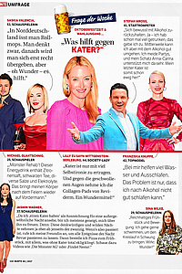 BUNTE: Prinzessin Lilly zu Sayn-Wittgenstein-Berleburg beantwortet in BUNTE die Frage der Woche: "Was hilft gegen Kater?". Dabei verweist sie auf ihr Wundermittel gegen geschwollene Augen: Die skintelligence Collagen Eye PadsAuflage: 464.815 ExemplareErscheinung: wöchentlich