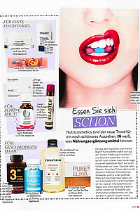 IN: Die IN listet unsere Nutricosmetics OPC Age Control auf ihrer Seite zu "Essen Sie sich schön".Auflage: 112.911 ExemplareErscheinung: wöchentlich